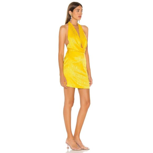 Ronny Kobo Marisa Halter Mini Dress Lemon Womens Size Medium - Picture 2 of 11